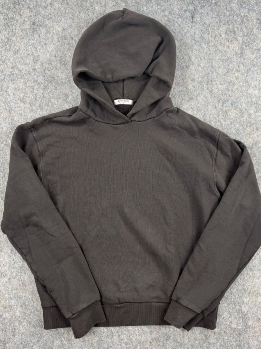 Perfect White Tee Hoodie Brown Pullover Size L